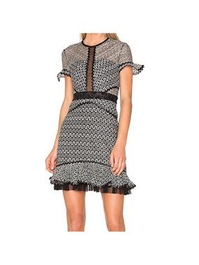 Few Moda Black & Grey Pattern Mini Dress with Ruffle Hem